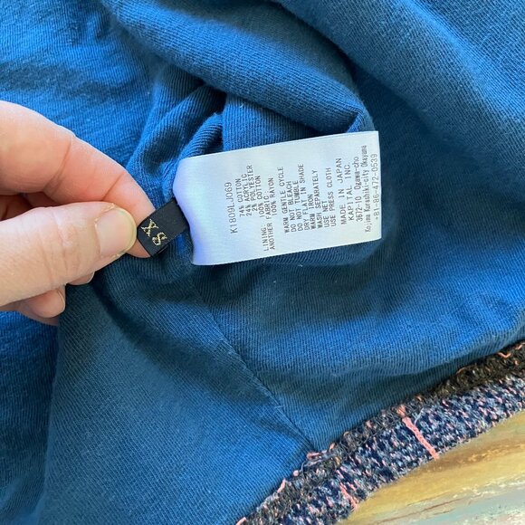 Kapital Tweed Knit Dolman Blazer Jacket Navy Blue & Peach Stripe Single Button - Picture 9 of 11